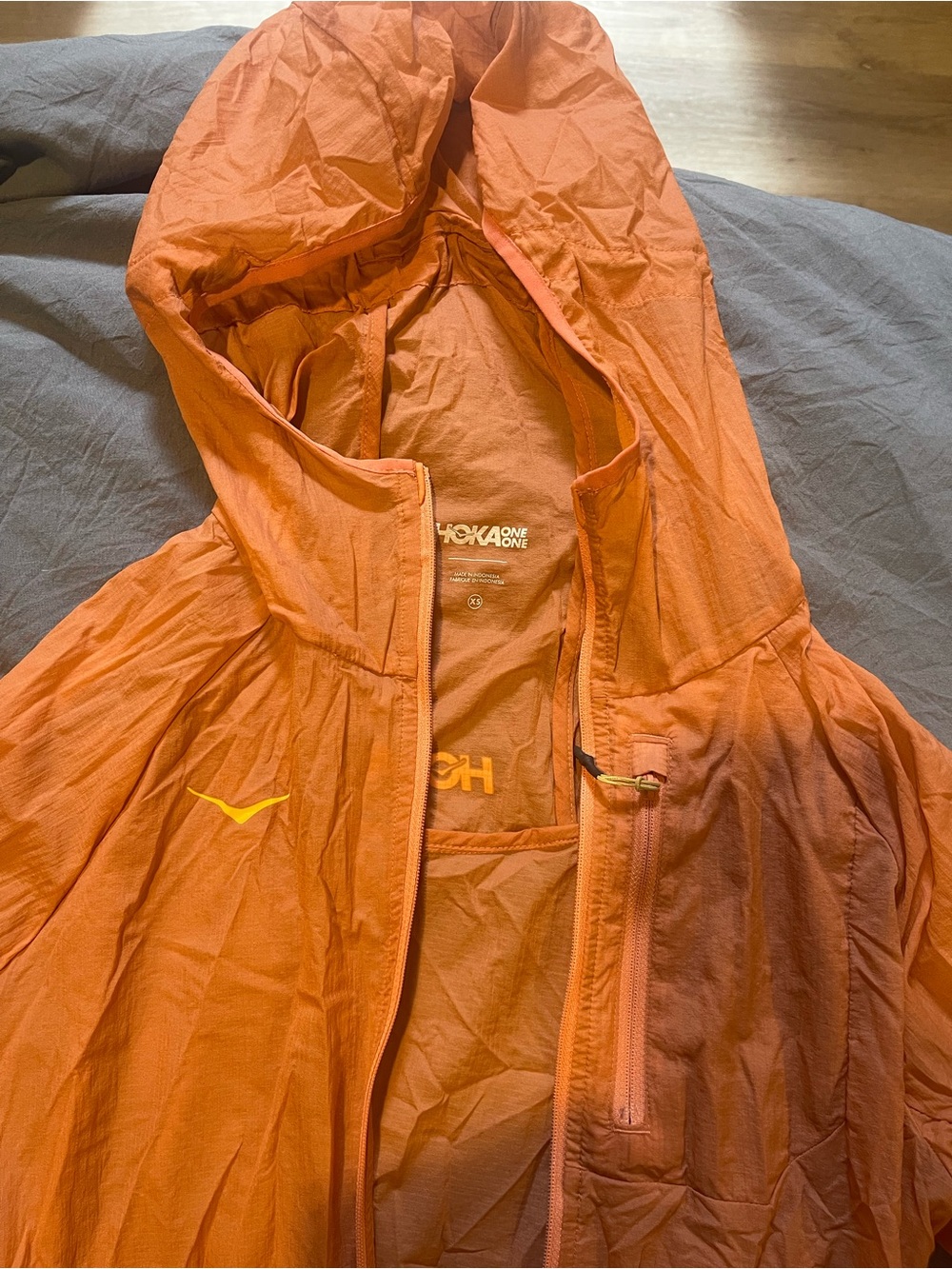 Hoka Orange Hooded Women's Raincoat